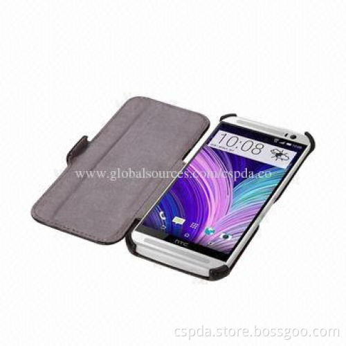 PU Leather Heat Setting Back Standing Mobile Phone Cases for HTC One 2, OEM and ODM Orders Welcomed